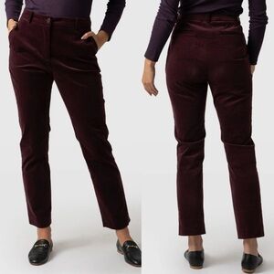 SAINT + SOFIA Palmer Velvet Corduroy Dress Pants Straight Leg Trousers in Plum